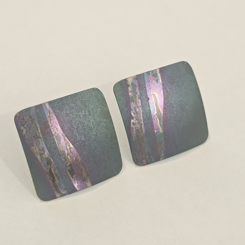 Vintage Blue Purple 80s Stud Earrings Whimsigoth Bohemian Preppy Elegant Retro - Picture 2 of 6
